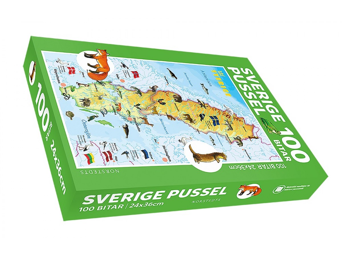 Sverige med djur Pussel 100 bitar Sverige med djur Pussel 100 bitar